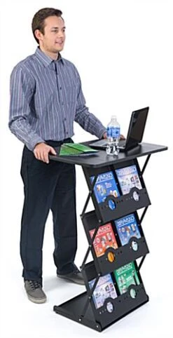 40” Tall Portable Counter With 6 Literature Pockets - Black -LuxeDisplay Shop tdcbrbkbk.ra2 preview