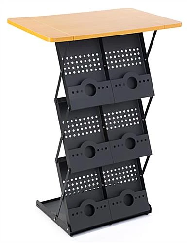 40” Tall Portable Counter With 6 Literature Pockets - Maple 4 40” Tall Portable Counter With 6 Literature Pockets - Maple - Image 2