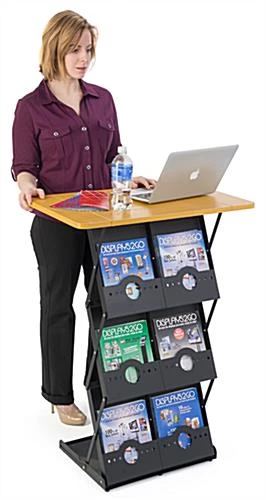 40” Tall Portable Counter With 6 Literature Pockets - Maple 5 40” Tall Portable Counter With 6 Literature Pockets - Maple - Image 3