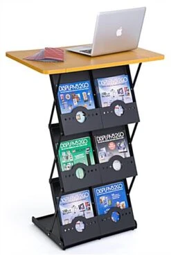 40” Tall Portable Counter With 6 Literature Pockets - Maple