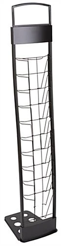10-Tiered Metal Magazine Floor Stand, 8.5"w, 10 Pockets, Portable - Black