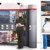 10' Curved Trade Show Display W/ Header, Hook-and-Loop Fabric & 2 Spotlights - Gray -LuxeDisplay Shop tepal.7