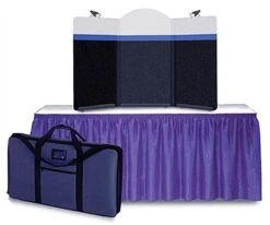 Deluxe 56"w Tabletop Hook & Loop Display, 3 Panels, 2 Spotlights, Blank Header