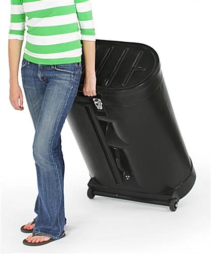 10' Curved Pop Up Display W/ Custom Header, 2 Spotlights & Portable Counter - Black 4 10' Curved Pop Up Display W/ Custom Header, 2 Spotlights & Portable Counter - Black - Image 2