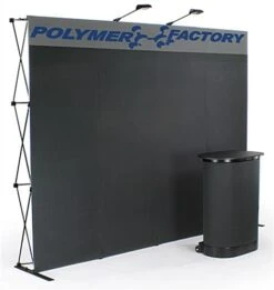 10' Pop Up Display W/ Custom Header, 2 Spotlights & Portable Counter - Black
