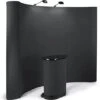10' Curved Pop Up Display W/ Hook-and-Loop Fabric, Counter & 2 Spotlights - Black