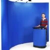 10' Curved Pop Up Display W/ Hook-and-Loop Fabric, Counter & 2 Spotlights - Blue -LuxeDisplay Shop tepuvf10bl.rw preview