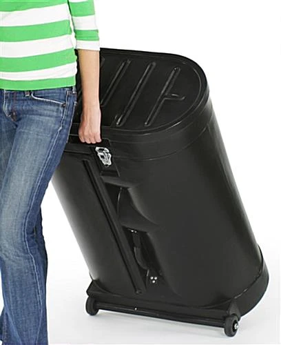 8' Curved Pop Up Display W/ Hook-and-Loop Fabric, Counter & 2 Spotlights - Black 4 8' Curved Pop Up Display W/ Hook-and-Loop Fabric, Counter & 2 Spotlights - Black - Image 2