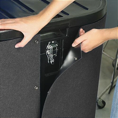 8' Curved Pop Up Display W/ Hook-and-Loop Fabric, Counter & 2 Spotlights - Black 7 8' Curved Pop Up Display W/ Hook-and-Loop Fabric, Counter & 2 Spotlights - Black - Image 5