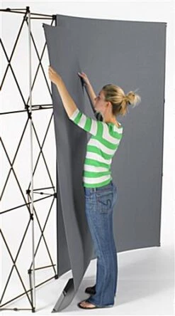 8' Curved Pop Up Display W/ Hook-and-Loop Fabric, Counter & 2 Spotlights - Gray -LuxeDisplay Shop tepuvf8gr.ra3 preview