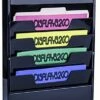 4 Pocket Wall File Holder, Fits Letter Size Folders, Steel - Black
