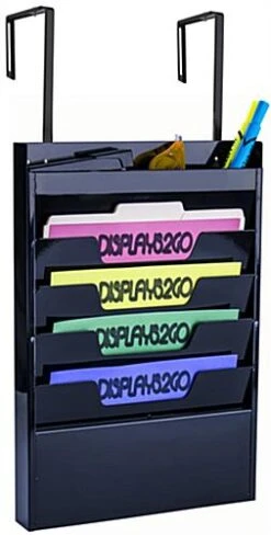 4 Tiered Hanging File Holder, Fits Letter Size, Steel - Black