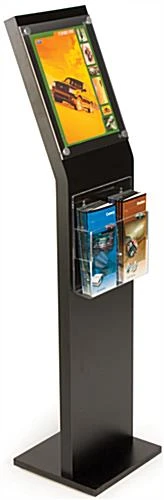 8.5 X 11 Sign Stand With Literature Holders, 4"/8.5"w, 1/2 Pockets - Black
