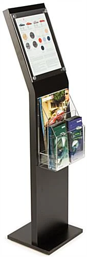 8.5 X 11 Sign Stand With Literature Holders, 4"/8.5"w, 2/4 Pockets - Black