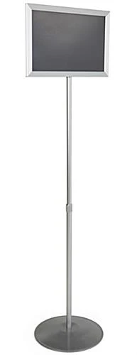 17 X 11 Sign Stand For Floor, Double Sided, Top Insert, Adjustable Height - Silver