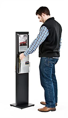 8.5 X 11 Acrylic Sign Stand With Literature Holders, 4"/8.5"w, Double Sided - Black 4 8.5 X 11 Acrylic Sign Stand With Literature Holders, 4"/8.5"w, Double Sided - Black - Image 2