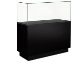 48" Airtight Glass Display Case With Locking Lift-Off Top, Ships Assembled - Black