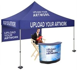 10 X 10 Tent Kit W/ Custom UV Printed Canopy & Travel Case Counter W/ Black Chair -LuxeDisplay Shop tntkit10cp1.ra3 preview