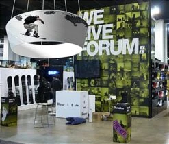 12' Round Hanging Ceiling Banner With Custom Printed Stretch Fabric, Tapered Design