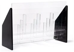 3-Tiered Acrylic Brochure Holder For Tabletop, 12 Pockets Fit 4 X 9 Pamphlets - Black -LuxeDisplay Shop trs12 .ra3 preview