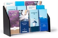 3-Tiered Acrylic Brochure Holder For Tabletop, 12 Pockets Fit 4 X 9 Pamphlets - Black
