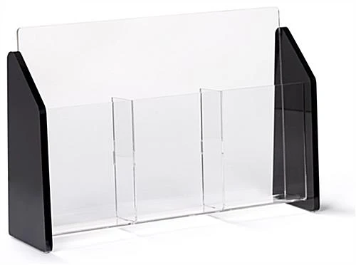 3-Pocket Acrylic Brochure Holder For Tabletop, Fits 4 X 9 Pamphlets - Black 4 3-Pocket Acrylic Brochure Holder For Tabletop, Fits 4 X 9 Pamphlets - Black - Image 2