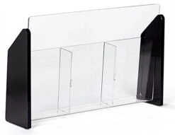 3-Pocket Acrylic Brochure Holder For Tabletop, Fits 4 X 9 Pamphlets - Black 10 3-Pocket Acrylic Brochure Holder For Tabletop, Fits 4 X 9 Pamphlets - Black -LuxeDisplay Shop trs3 .ra3 preview