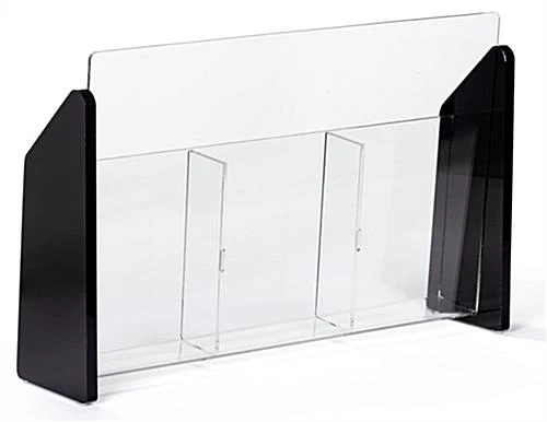 3-Pocket Acrylic Brochure Holder For Tabletop, Fits 4 X 9 Pamphlets - Black 6 3-Pocket Acrylic Brochure Holder For Tabletop, Fits 4 X 9 Pamphlets - Black - Image 4