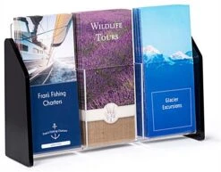 3-Pocket Acrylic Brochure Holder For Tabletop, Fits 4 X 9 Pamphlets - Black