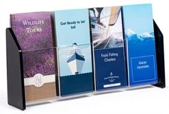 4-Pocket Acrylic Brochure Holder For Tabletop, Fits 4 X 9 Pamphlets - Black