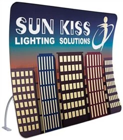 10’ Trade Show Backdrop W/ Custom Printing, Curved, Portable - Silver