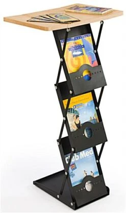 40" Tall Portable Counter With 3 Literature Pockets - Black