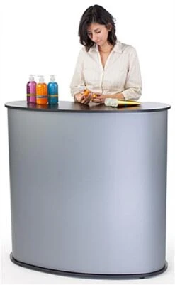 41" Tall Oval Portable Counter, Lightweight With Carrying Case - Gray -LuxeDisplay Shop tspcl02sv.ra2 preview