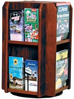 Revolving Wooden Literature Holder, Tabletop Placement, Customizable Pockets