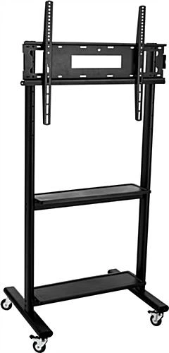 TV Stand With Wheels, Fits Monitors 32-80", With Shelf - Black
