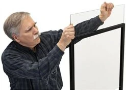 Floor Standing Sneeze Shield With Acrylic Panel, 4 Caster Wheels, Metal Frame - Black -LuxeDisplay Shop twn2228acr.ra2 preview