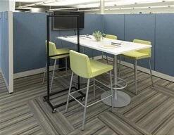 Floor Standing Sneeze Shield With Acrylic Panel, 4 Caster Wheels, Metal Frame - Black -LuxeDisplay Shop twn2228acr.ra5 preview