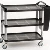 40"w Bus Cart With 1 Side Trash Bin, 3 Shelves - Black -LuxeDisplay Shop uc3slg1bn7.rw preview
