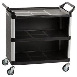 40"w Enclosed Bus Cart, 3 Shelves - Black