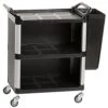 32"w Enclosed Bus Cart With 1 Side Trash Bin - Black -LuxeDisplay Shop uc3sme1bn7.rw preview