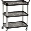 32"w Bus Cart, 3 Shelves - Black