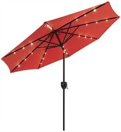 9' Patio Umbrella, 3 Color Printing, LED Lights, Bluetooth Speaker – Red -LuxeDisplay Shop umb9btrd.ra1 preview