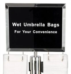 14”w X 11”h Double-Sided Wet Umbrella Stanchion Sign – Silver -LuxeDisplay Shop umbsgnsv.ra2 preview