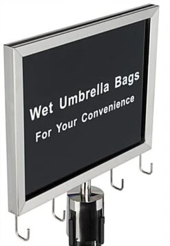 14”w X 11”h Double-Sided Wet Umbrella Stanchion Sign – Silver