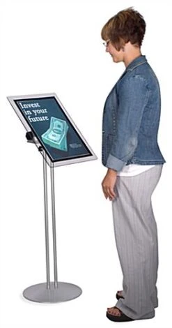 17" X 11" Menu Stand For Floor With Magnetic Lens, Adjustable Height - Silver -LuxeDisplay Shop uvms1117fs.ra2 preview
