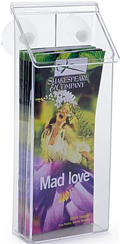 Outdoor Acrylic Brochure Window Rack, 4"w, Hinged Lid, Suction Cups - Clear 4 Outdoor Acrylic Brochure Window Rack, 4"w, Hinged Lid, Suction Cups - Clear - Image 2