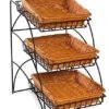 22.5" Tiered Wire Rack, Countertop, 3 Shelves With Wicker Baskets - Black 1 22.5" Tiered Wire Rack, Countertop, 3 Shelves With Wicker Baskets - Black -LuxeDisplay Shop wb3t1212bk.rw preview