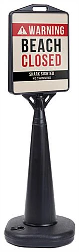 13” X 15” Sign Stand Traffic Cone With Custom Print, Double Sided, Water-fill – Black