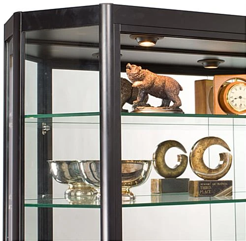 5x3 LED Wall Mounted Display Case W/Mirror Back, Sliding Doors, Locking - Black 4 5x3 LED Wall Mounted Display Case W/Mirror Back, Sliding Doors, Locking - Black - Image 2