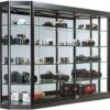 5x3 LED Wall Mounted Display Case W/Mirror Back, Sliding Doors, Locking - Black -LuxeDisplay Shop wc6012ledb.rw preview
